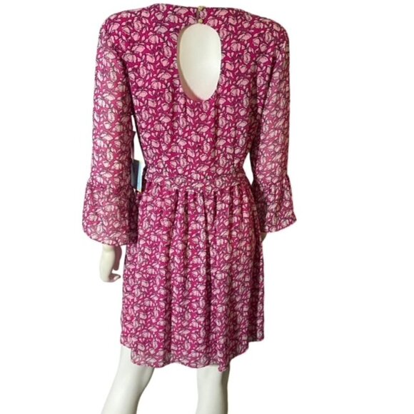 NWT CeCe Romantic Voyage Floral Dress in New Fuchsia 8 - Picture 3 of 7